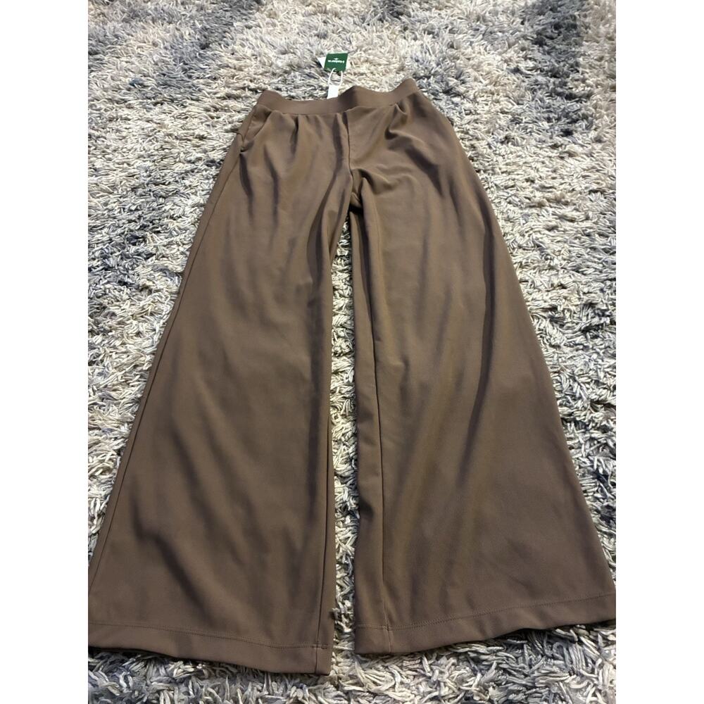 Halara Pants Womens S Brown Flex MicroWaffle Wide Leg Pull On Athleisure
